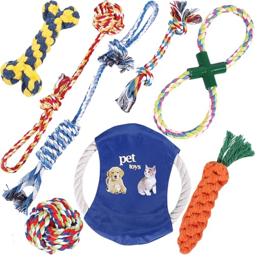 8 Stück Hundespielzeug Set, Kauspielzeug für Kleine Hunde, Robustes Hundespielzeug aus Seil, Interaktives Welpenspielzeug für Welpen und Große Hunde, Tug of War Toys for Small Medium Dogs von Speedy Panther