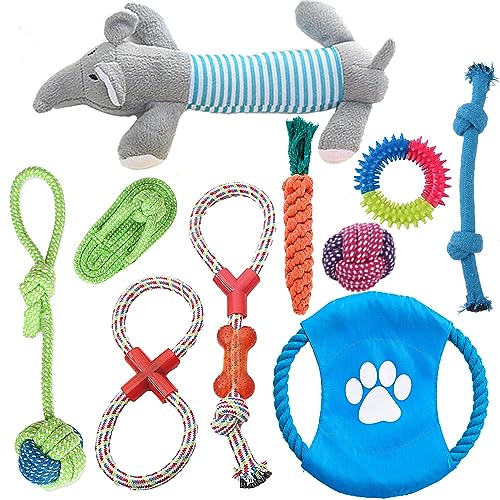 Speedy Panther Hundespielzeug aus Seil für große Hunde, quietschende Doys ab 8 Wochen, kleine Hunde, Kauspielzeug aus natürlicher Baumwolle, für kleine, mittelgroße und große Hunde, 10 Stück Speedy Panther Hundespielzeug aus Seil für große Hunde, quietschende Doys ab 8 Wochen, kleine Hunde, Kauspielzeug aus natürlicher Baumwolle, für kleine, mittelgroße und große Hunde, 10 Stück von Speedy Panther