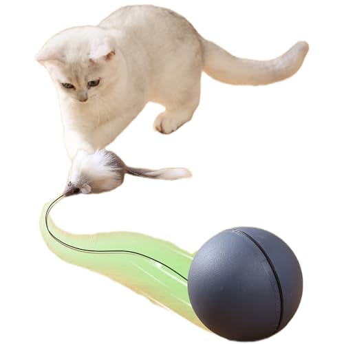 Speedy Panther Interaktiver Katzenball mit Maus Spielzeug, Automatisches Katzen-Teasing-Spielzeug, Bewegungsaktivierter Rollball Spielzeug für Indoor-Katzen - Grau von Speedy Panther