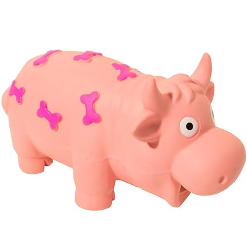 Quietschendes Hundespielzeug, Unzerstörbares Hundespielzeug für Kleine, Mittel und Große Hunde, Gummi Kauspielzeug für Welpen, Geburtstagsgeschenk für Hunde (Rosa Kuh) von Speedy Panther