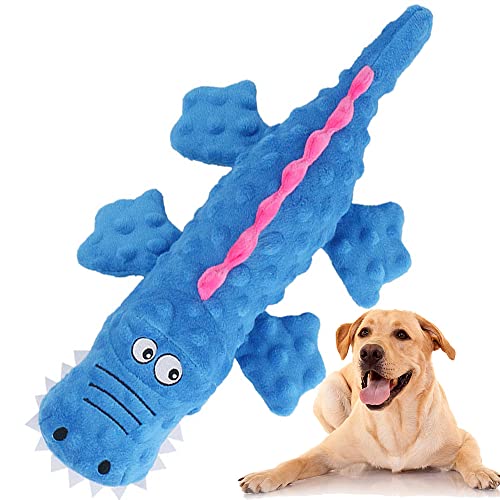 Speedy Panther Quietschendes Hundespielzeug, kein gefülltes Krokodil-Hundespielzeug, Plüsch, unzerstörbar, für Langeweile für kleine, mittelgroße Hunde (blau) von Speedy Panther