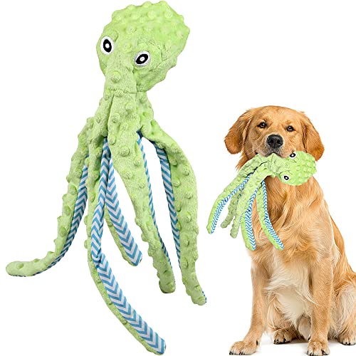 Octopus Hundespielzeug gegen Langeweile, weiches Hundespielzeug für große Hunde, quietschendes Hundespielzeug, kein gefülltes Plüsch-Hundespielzeug für kleine, mittelgroße und große Hunde von Speedy Panther