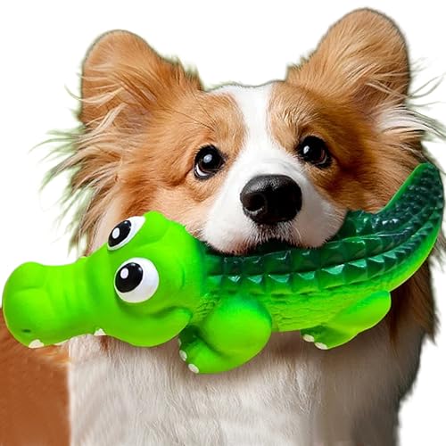 Speedy Panther Quietschendes Hundespielzeug aus Gummi, Krokodil, unzerstörbar, für kleine, mittelgroße und große Hunde, Kauspielzeug, Geburtstagsgeschenk von Speedy Panther