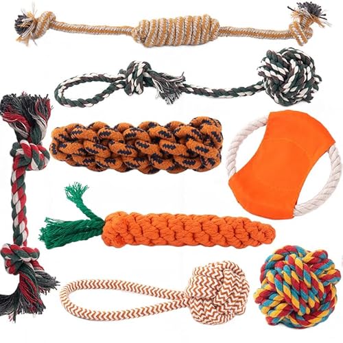 Speedy Panther Robustes Hundespielzeug-Set aus Seil, interaktives Baumwoll-Kauspielzeug für kleine, mittelgroße Hunde, Zahnspielzeug für Welpen, perfekt zum Tauziehen, Apportieren und Zahngesundheit von Speedy Panther