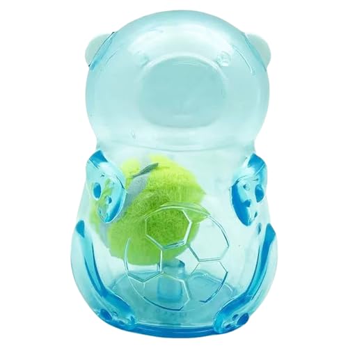 Speedy Panther Unzerstörbares Kauspielzeug für Hunde, quietschendes Hundespielzeug, Welpenspielzeug für kleine und mittelgroße Hunde, blaue transparente Bärenform, Tennisball im Lieferumfang enthalten von Speedy Panther