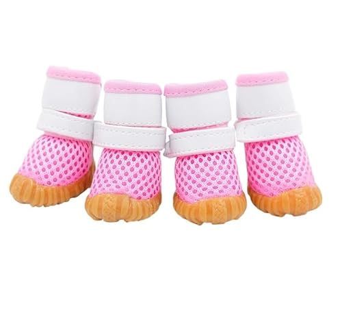 Atmungsaktive Mesh-Hundeschuhe, langlebig, rutschfeste Unterseite, Chihuahua-Turnschuhe, weiche Sohlenstiefel for kleine Hunde, Sandalen (Color : Pink, Size : 3) von SpeesY