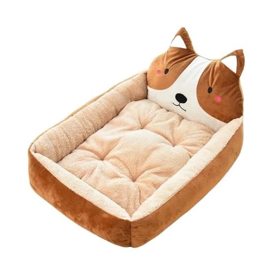 Cartoon-förmiges Hundebett, Tiermatte, Liegesofa, abnehmbares Haustierbett, Hundeunterlage, Zwinger, wärmende Matratze (Color : Brown, Size : 70x55x15cm) von SpeesY