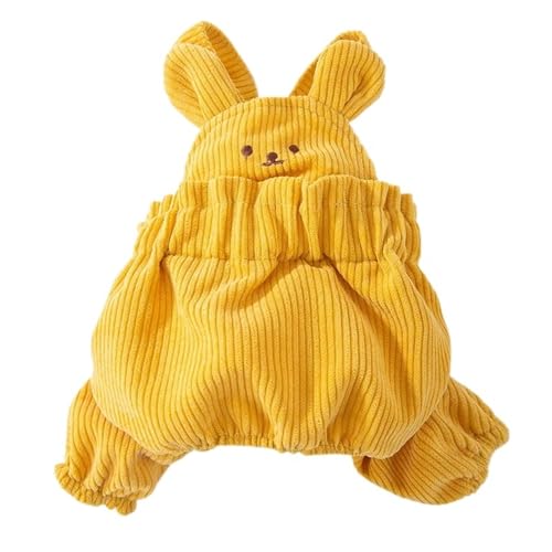 Gelbe Bären-Trägerhose for Hunde, vierbeinige Kleidung, Cord-Haustierkleidung, warme Träger-Kleidung for Hunde (Color : Red, Size : M) von SpeesY