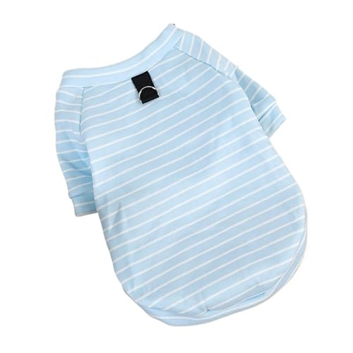 Haustier Hund Kleidung Wärme Erhaltung Streifen Kleidung Weste for Katze Chihuahua Hund Zubehör (Color : Light Blue Stripes, Size : S) von SpeesY