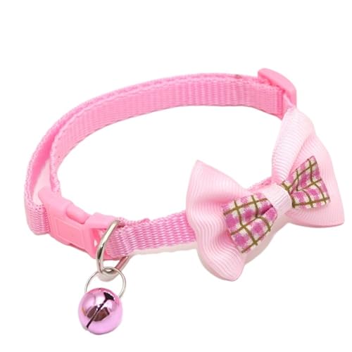 Haustier-Katzen-Kragen, niedliche Glocke, verstellbare Halsbänder for Katzen, Kätzchen, DIY-Ring-Halskette, Haustier-Zubehör (Color : Pink, Size : M-19-32cmm) von SpeesY