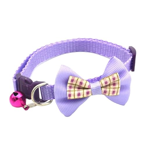 Haustier-Katzen-Kragen, niedliche Glocke, verstellbare Halsbänder for Katzen, Kätzchen, DIY-Ring-Halskette, Haustier-Zubehör (Color : Purple, Size : M-19-32cmm) von SpeesY