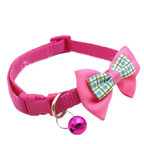Haustier-Katzen-Kragen, niedliche Glocke, verstellbare Halsbänder for Katzen, Kätzchen, DIY-Ring-Halskette, Haustier-Zubehör (Color : Rose, Size : M-19-32cmm) von SpeesY