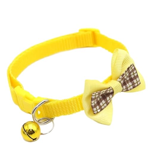 Haustier-Katzen-Kragen, niedliche Glocke, verstellbare Halsbänder for Katzen, Kätzchen, DIY-Ring-Halskette, Haustier-Zubehör (Color : Yellow, Size : M-19-32cmm) von SpeesY