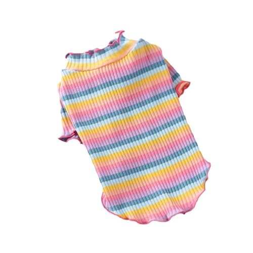 Haustier-Katzenkleidung for Katzen, Maskottchen-Kleidung, süßes Streifen-Katzenwesten-Shirt (Color : Pink, Size : L) von SpeesY