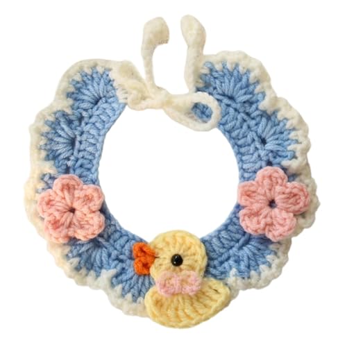 Haustierfarbe, kleines Blumenhalsband, Katzenlätzchen, Hundelätzchen, Schal, Inu-Hundekatzenzubehör (Color : Multicolor Duck) von SpeesY
