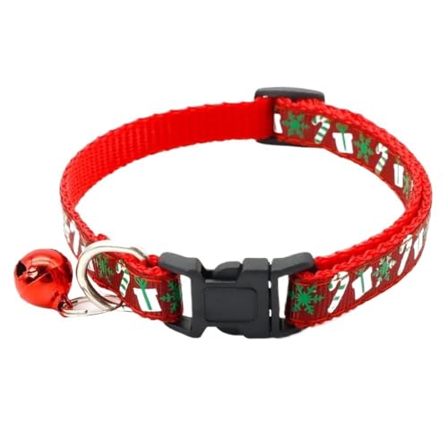 Haustierhalsbänder Lässiges Hundehalsband mit Glockenhalsband Verstellbares Haustierkatzen-Hundehalsband (Color : Red2, Size : 19-32cm) von SpeesY