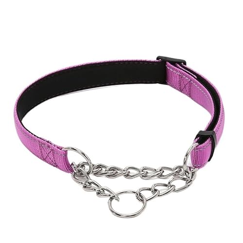 Haustierhalsbänder aus reflektierendem Stoff for kleine, mittlere und große Hunde – Kettenhalsband (Color : Purple, Size : M 32-50CM) von SpeesY