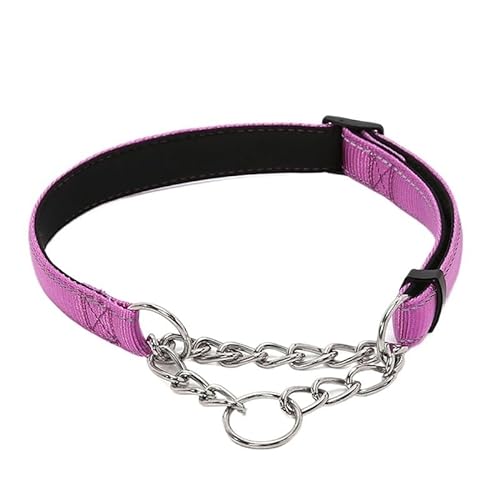 Haustierhalsbänder aus reflektierendem Stoff for kleine, mittlere und große Hunde – Kettenhalsband (Color : Purple, Size : M 32-50CM) von SpeesY