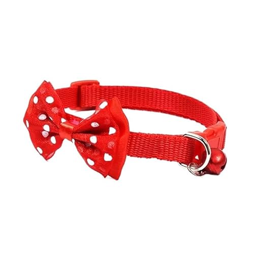 Haustierhalsband mit Schleife, verstellbar, Punkt, niedliche Glocke, Hundehalsband, Schleife, Kätzchenhalsband, Heimtierbedarf, Bekleidungszubehör (Color : Red) von SpeesY
