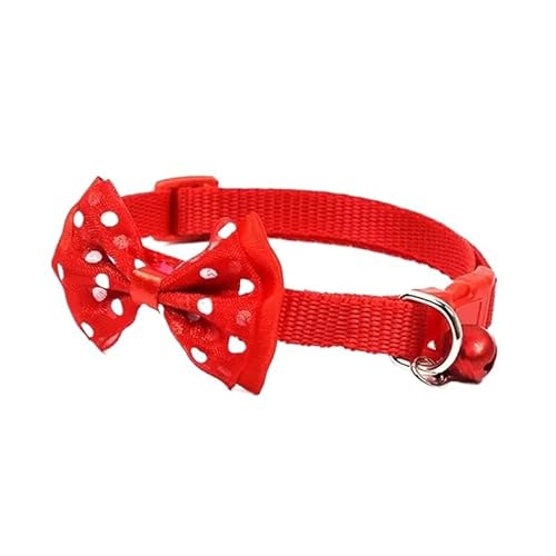 Haustierhalsband mit Schleife, verstellbar, Punkt, niedliche Glocke, Hundehalsband, Schleife, Kätzchenhalsband, Heimtierbedarf, Bekleidungszubehör (Color : Red) von SpeesY