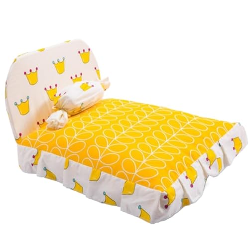 Hunde-Katzen-Zwinger, vollständig abnehmbares und waschbares Haustier-Schlafsofa for kleine und mittelgroße Hunde, europäisches Hundebett (Color : Yellow, Size : M 50X60CM) von SpeesY