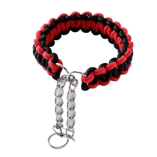 Hundehalsbänder mit Kette, verstellbares Halsband for kleine, mittelgroße und große Hunde, die Heimtierbedarf führen (Color : Red Black, Size : S) von SpeesY