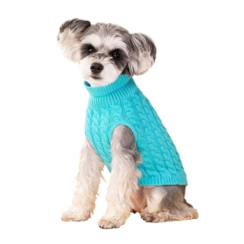 Hundepullover for kleine Hunde, Welpenkleidung, Warmer Rollkragenpullover, Schnauzer, Chihuahua, Mops, Kostüm, Haustierkleidung (Color : Blue, Size : M) von SpeesY