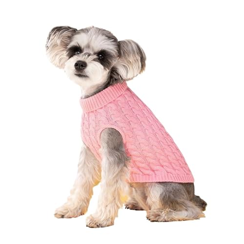 Hundepullover for kleine Hunde, Welpenkleidung, Warmer Rollkragenpullover, Schnauzer, Chihuahua, Mops, Kostüm, Haustierkleidung (Color : Pink, Size : XL) von SpeesY