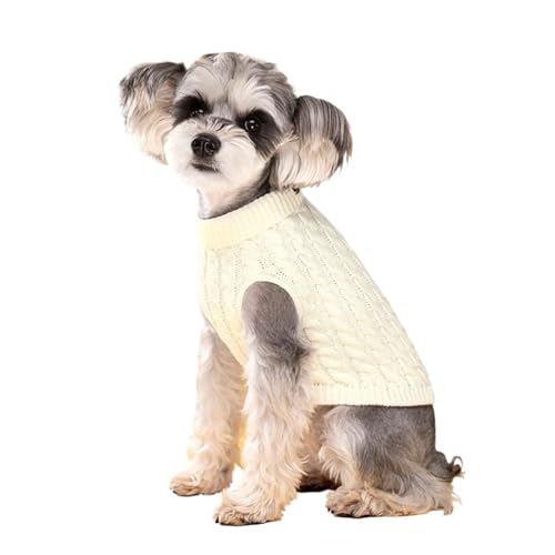 Hundepullover for kleine Hunde, Welpenkleidung, Warmer Rollkragenpullover, Schnauzer, Chihuahua, Mops, Kostüm, Haustierkleidung (Color : White, Size : M) von SpeesY