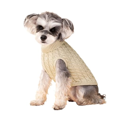 Hundepullover for kleine Hunde, Welpenkleidung, Warmer Rollkragenpullover, Schnauzer, Chihuahua, Mops, Kostüm, Haustierkleidung (Color : Yellow, Size : M) von SpeesY