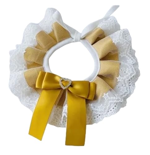 Karierte Hunde-Lätzchen mit Schleife, Halsband, Spitzenschal, waschbare Schleifen, Halskette for Welpen und Katzen, Haustierzubehör, Lätzchen for Katzen und Hunde (Color : C2, Size : M25-30cm) von SpeesY