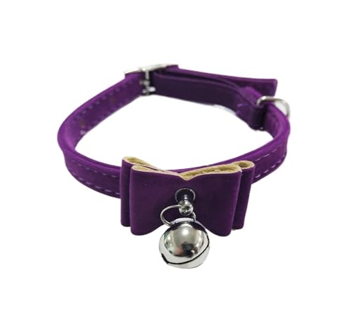 Katzenhalsband Fliege mit Glöckchen, Kleiner Hund, Katzenhalsband, sicher, weich, Kätzchen-Fliege, Halskette, Heimtierbedarf (Color : Purple, Size : M-1x30cm) von SpeesY