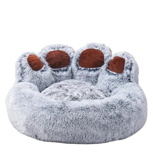 Kennel Pet Bear Paw Shape House Kleines Hundebett Teddy Kennel 5-15KG Abnehmbares und waschbares Katzenbett (Color : Gray, Size : M-60cm) von SpeesY