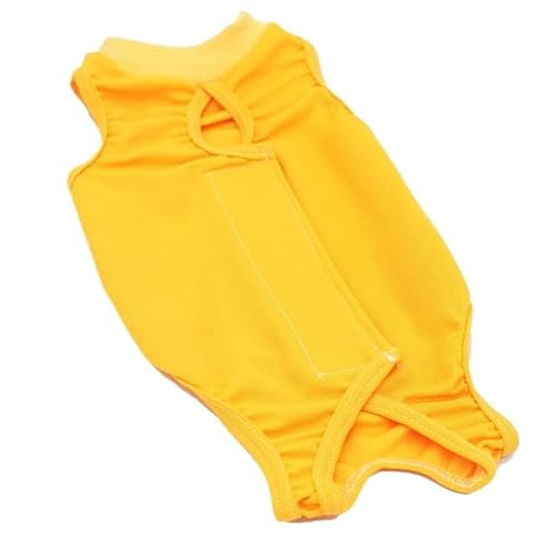 Pet Anti-lecken Katze Anzug for Kleine, Mittlere Hund Weste Vierbeinigen Overall Welpen Kätzchen Kleidung Chihuahua (Color : Yellow, Size : M) von SpeesY