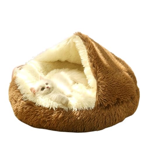 Plüsch-Haustierbett, Katzenzubehör, geschlossenes rundes Katzenkissen, bequemer Schlafsack, Katzen-Haustierprodukte (Color : C1, Size : M-40x40cm) von SpeesY