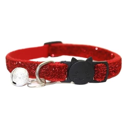 Reflektierendes Katzenhalsband mit Glöckchen – verstellbare elastische Halsring-Halskette – Haustierprodukte (Color : Red, Size : One Size) von SpeesY