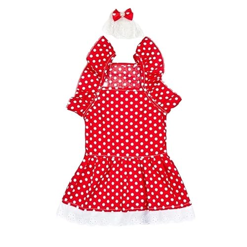 Rotes gepunktetes Kleid for Haustier-Katzen-Kleidung, süße Hosenträger, Katzen for kleine Hunde, Röcke, Kleid, Haustier-Kleidung (Color : PINK, Size : L) von SpeesY