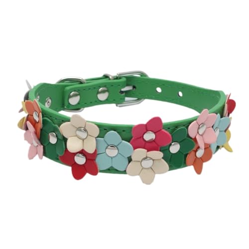 Tragbare Blumen Haustier Hundehalsband Leine PU Leder Katze Kette Halsband for kleine mittlere große Halskette (Color : C7, Size : M) von SpeesY