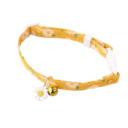 Verstellbares Haustier-Katzenhalsband mit niedlicher Halskette mit Blumenanhänger und Glöckchenhalsbändern for kleine, mittelgroße Hunde und Katzen (Color : C04, Size : 18-32cm) von SpeesY