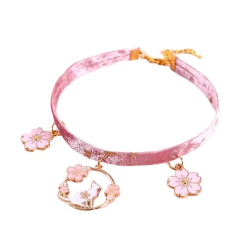 Verstellbares Katzenhalsband, süßes Haustierhalsband for Kätzchen und Welpen – Halsband for Hunde und Katzen, Haustierzubehör (Color : Pink, Size : S 25-32cm) von SpeesY