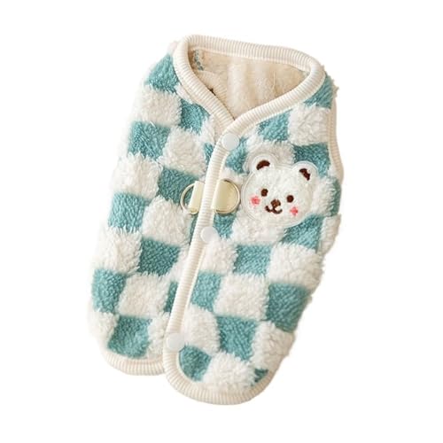 Warme Katzenkleidung for Katzen, niedlicher Haustier-Cardigan-Pullover mit Schnalle, Kostümkleidung (Color : Plaid Blue, Size : S-Suit 1.2-2kg) von SpeesY