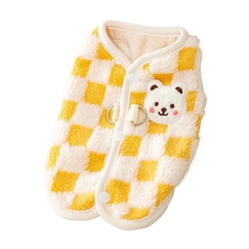 Warme Katzenkleidung for Katzen, niedlicher Haustier-Cardigan-Pullover mit Schnalle, Kostümkleidung (Color : Plaid Yellow, Size : L-Suit 3-4.5kg) von SpeesY