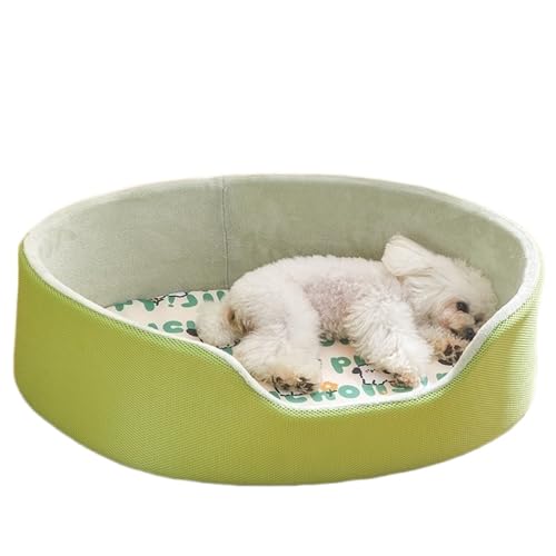 Waschbare Hundehütte for kleine Hunde | Plus Dicke Schlafkissen-Welpenmatte for kleine bis große Hunde (Color : Green, Size : L-60X40X17cm) von SpeesY