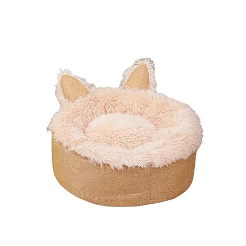 Weiches, waschbares Plüsch-Hasenohren-Form-Donut-Hundebett, Haustierkissen, warme Katzenbetten, Schlafmatte (Color : C2, Size : L-55cm) von SpeesY