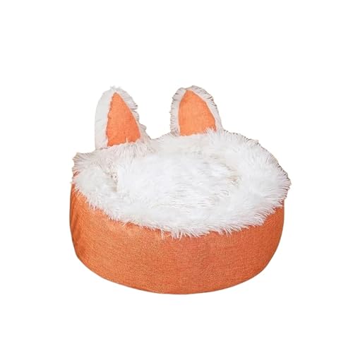 Weiches, waschbares Plüsch-Hasenohren-Form-Donut-Hundebett, Haustierkissen, warme Katzenbetten, Schlafmatte (Color : C3, Size : L-55cm) von SpeesY