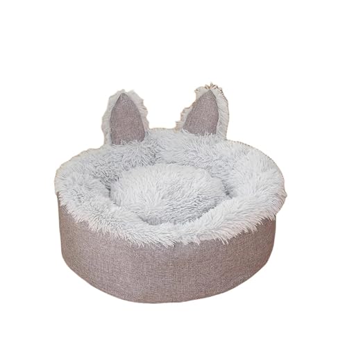 Weiches, waschbares Plüsch-Hasenohren-Form-Donut-Hundebett, Haustierkissen, warme Katzenbetten, Schlafmatte (Color : C5, Size : M-45cm) von SpeesY