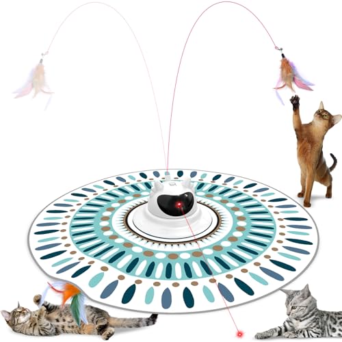 Spessn Interaktives Katzenspielzeug 3-in-1 Versteckspiel Federn Katzenspielzeug,Wiederaufladbar Intelligenz katzenspielzeug (Weiß-Ximi) von Spessn