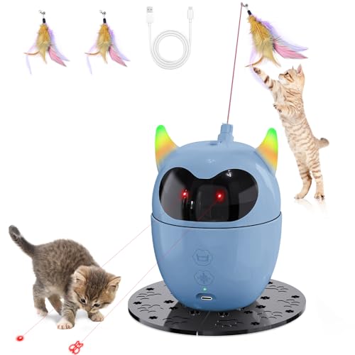 Spessn Interaktives Katzenspielzeug - Automatisches, Wiederaufladbares Roter Punkt Spielzeug, Intelligenz Spielzeug für Katzen/Kätzchen/Hunde (Blau) von Spessn