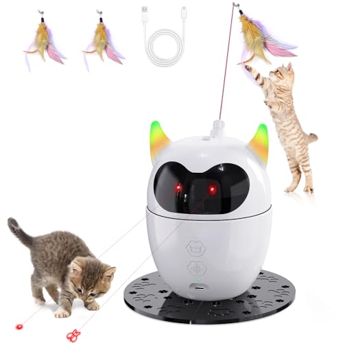 Spessn Interaktives Katzenspielzeug, Automatisches Spielzeug Wiederaufladbares Katzen Roter Punkt Spielzeug, Intelligenz Katzenspielzeug für Katzen/Kätzchen/Hunde (Weiß) von Spessn
