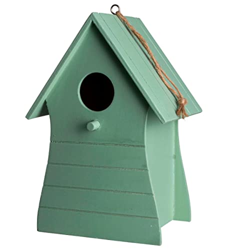 Holz Vogelhäuschen zum Aufhängen 20 x 14 cm - grün - Vogel Nistkasten mit Fütterungsluke - Garten Deko Vogelhaus Nist Kasten Haus für Meisen und Sperlinge von Spetebo